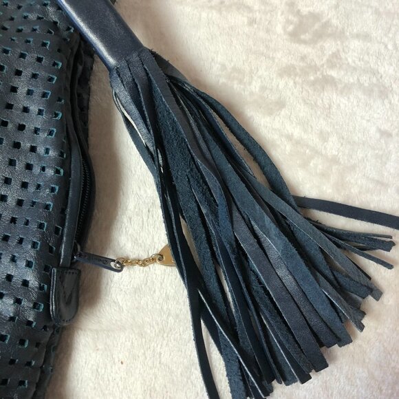 Brio Navy Perforated Leather Large Shoulder Bag - Picture 7 of 16
